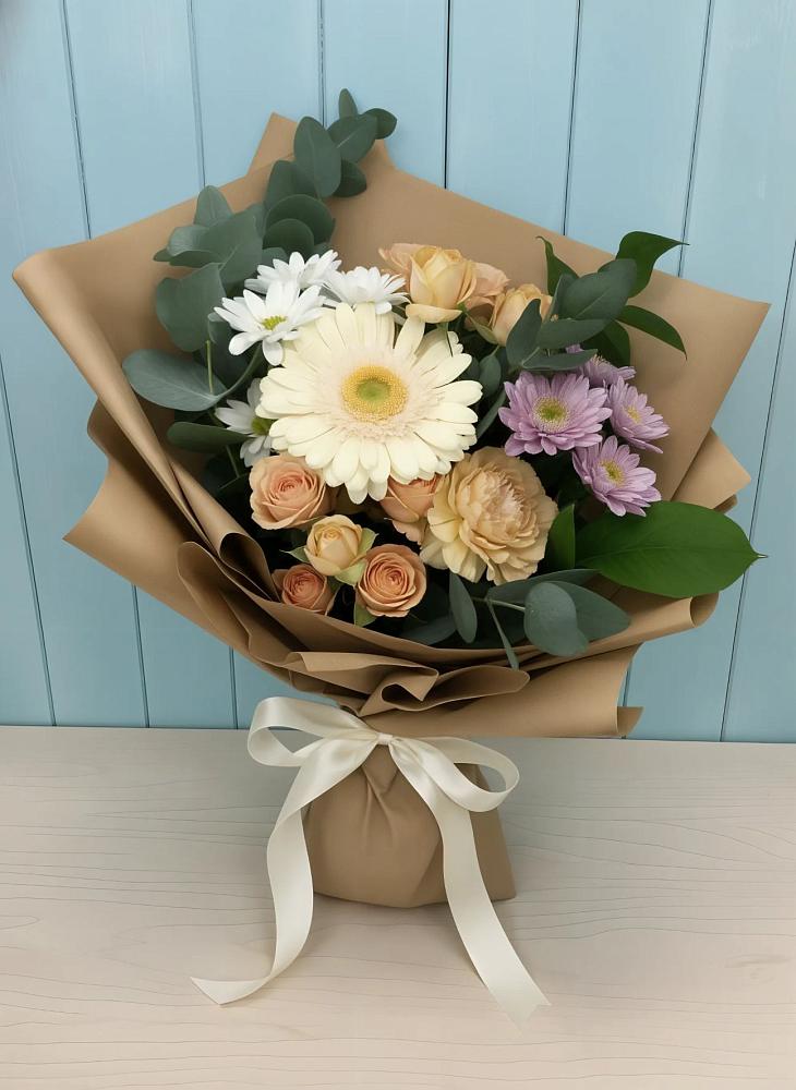 Букет цветов из: Герберы и Хризантемы в Воротынске