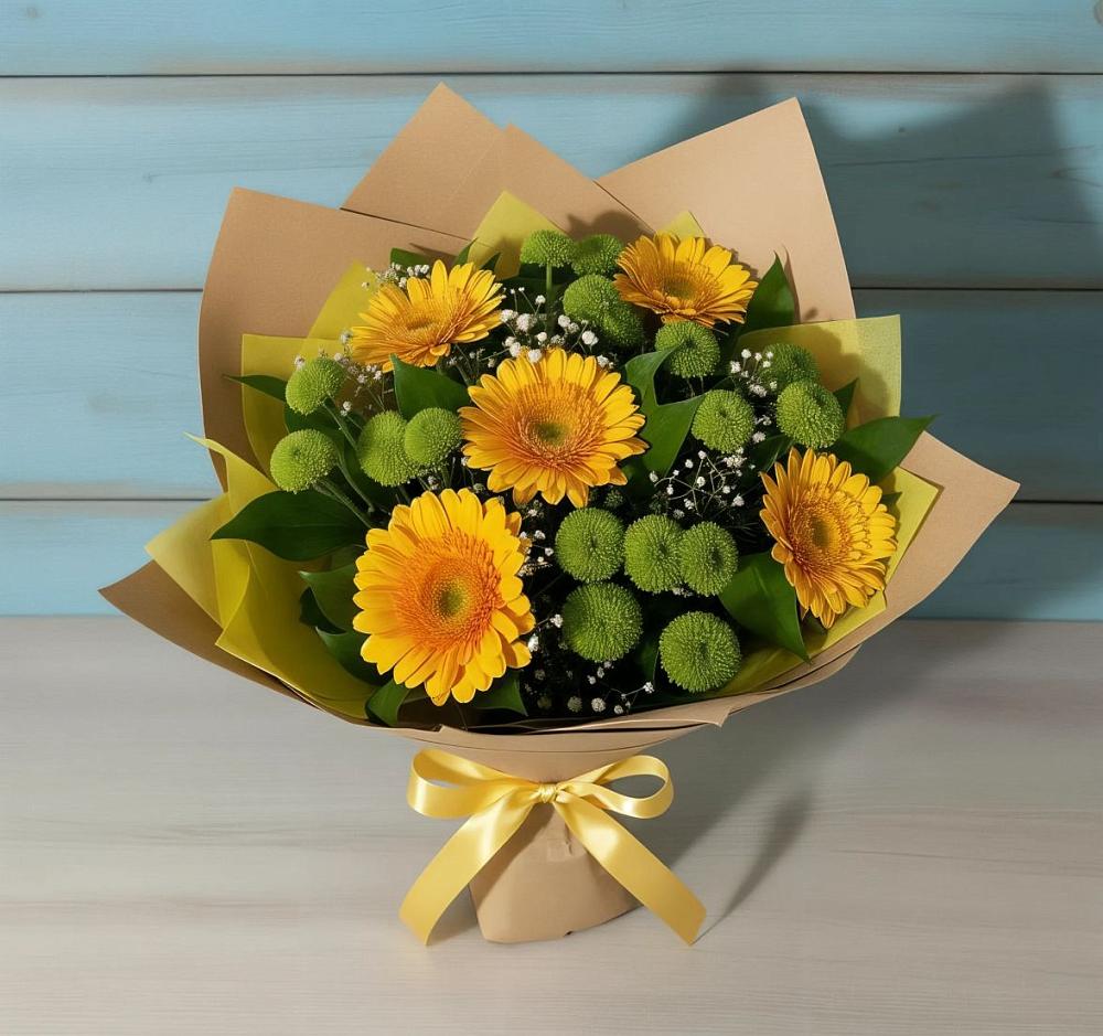 Букет цветов из: Герберы и Хризантемы в Воротынске