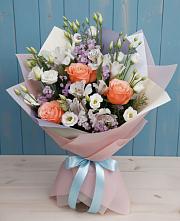 Букет цветов из:  Лизиантусы, Розы, Альстромерии и Гипсофила #REPLACE_PRED# Воротынске