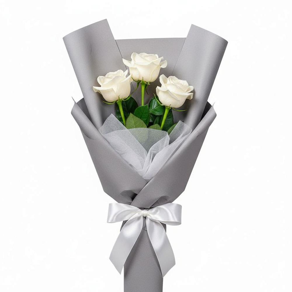 Букет 3 белые розы в Воротынске