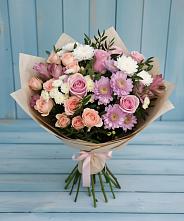 Букет цветов из:  Хризантемы, Розы и Альстромерии в Воротынске