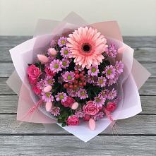 Букет цветов из:  Розы, Герберы и Хризантемы в Воротынске