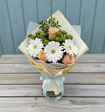 Букет цветов из:  Герберы, Розы и Хризантемы в Воротынске