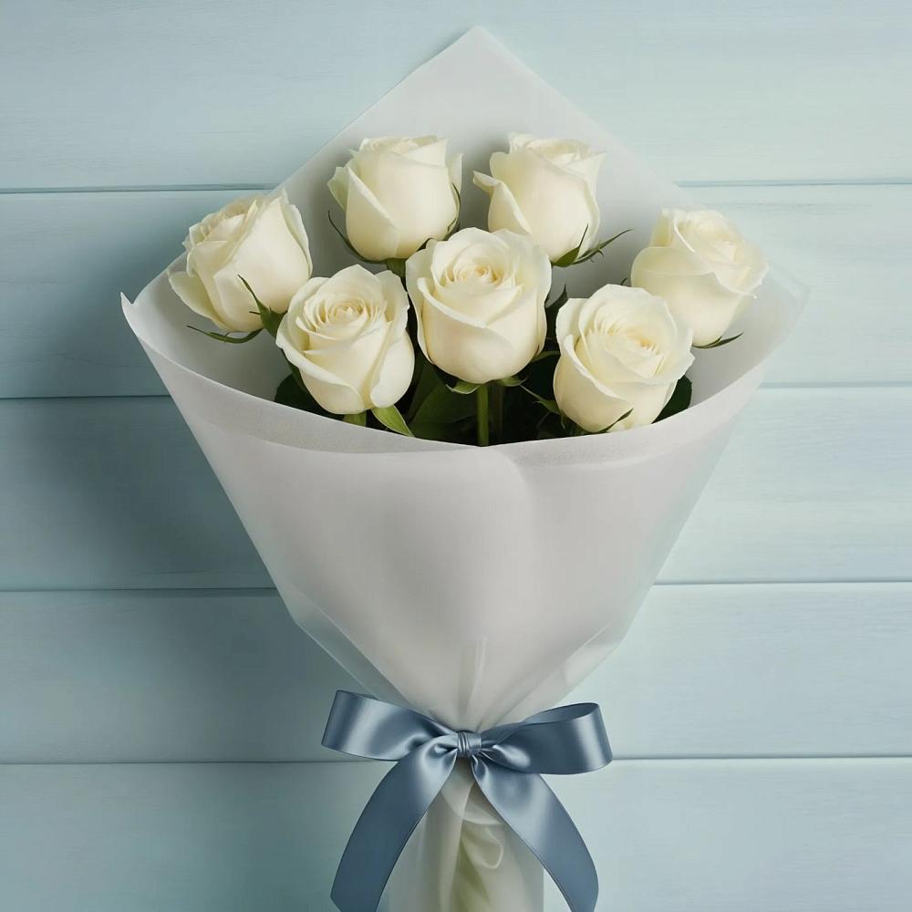 Букет 7 Белых роз Эдлесс Лав в Воротынске